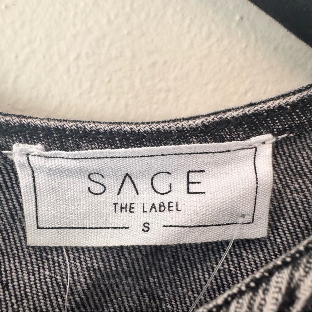 Sage The Label Black Denim Midi Dress Sleeveless Sheath Back Slit Size Small NWT - Picture 11 of 16